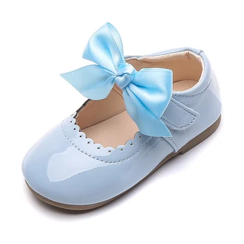 האביב הסתיו בייבי בנות נעליים חמוד קשת מעור הנסיכה נעליים בצבע מלא ילדים Gilrs נעלי הריקוד הראשון הליכונים