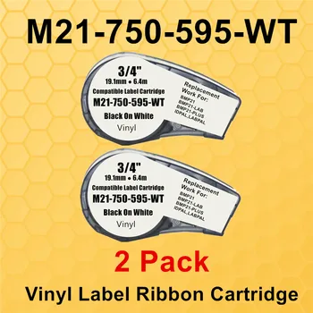 1~2PK ויניל מדבקות מחסנית M21-750-595 כל-מזג האוויר תיוג Ribboon עבור Labeller,כף יד תווית מדפסת,19.1 מ 