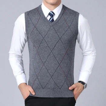 2023 חדש מותג אופנה סוודר Mens סוודר האפוד Slim Fit המגשרים סריגים מצמר סתיו סגנון קוריאני גברים מקרית בגדים
