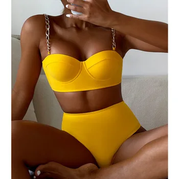 צהוב סקסי ביקיני 2023 נשים, בגדי ים פוש אפ נשי בגד ים לשחות ללבוש בגדי ים ביקיני סט Beachwear בריכה הרוחץ
