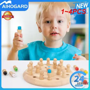 1~4PCS מונטסורי עץ צעצועי ילדים משחק זיכרון מקל משחק שחמט כיף חידת לוח אינטראקטיבי צעצוע 3 4 5 בן שנה