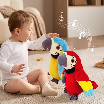 צבעוני תוכי פטפטן אינטראקטיבי לצריבה מוסיקלי צעצוע כנפיים כנפיים מלמד את הילדים לדבר מוקדם חינוך צעצועים מתנות חג המולד