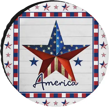 יום העצמאות כוכב גדול הדגל האמריקאי צמיג רזרבי כיסוי עמיד Dustproof כיסוי צמיג עבור קרוואן קראוונים Motorhomes שטח