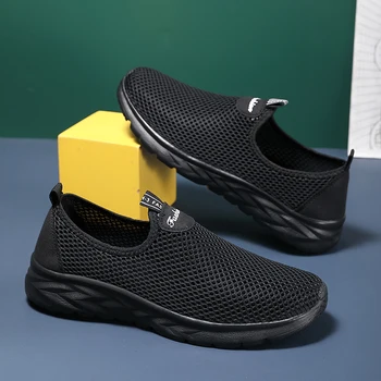הקיץ החדשים גברים נעלי ריצה רשת לנשימה Zapatillas Hombre חיצוני קל משקל לנוחות זכר נעלי ספורט Trend Slip-on