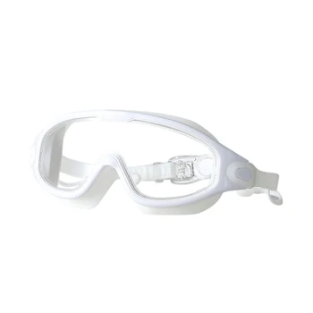 משקפי שחייה מסיכת צלילה לשחות Eyewear עם אטמי אוזניים HD אנטי ערפל משקפי שמש גדולים מסגרת מתאימה עבור כל צורת הפנים