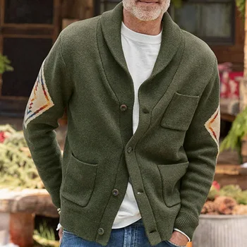 גברים סוודר קרדיגן הסתיו-חורף החדשה עבה חמים איכות אחת עם חזה אופנה מזדמנים גודל גדול סוודר