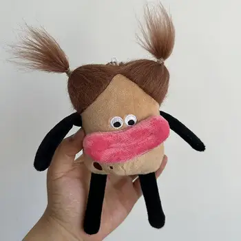 צעצוע קטיפה קטיפה רכה-אדמה-אדם צעצוע עם עיניים גדולות נקניק הפה קריקטורה חמודה הבובה Keyring לילדים תרמילים עבור בנות