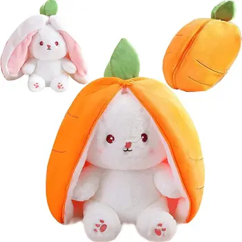 18cm Kawaii יצירתי בובה גזר ארנב קטיפה צעצוע נחמד ממולאים יצירתי לתוך שקית פירות להפוך את התינוק החמוד באני Plushie בובה