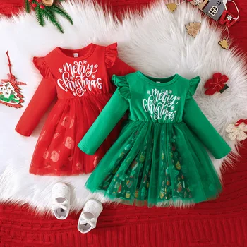 תינוק חג המולד להתלבש בשביל בחורות קריקטורה סנטה קלאוס שמלות פסטיבל שמלת מסיבת חג מולד שמח בגדי תינוקות בנות חג המולד להתלבש
