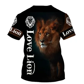מלך האריות 3D הדפסה הגברים חולצה קיץ 2021 חדש או צוואר קצר שרוול חולצות Tees 3D סגנון זכר בגדי אופנה מזדמן חולצות