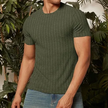 גברים חולצה שרוול קצרה 2023 הקיץ החדש סלים אירופה וארצות הברית מוצק צבע פשוט פנאי גודל גדול חצי שרוול