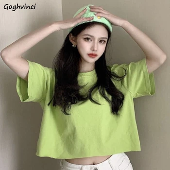 7-צבעים חולצות נשים קצרות-שרוול אופנתי חופשי מזדמן כל-התאמה הקיץ Hotsweet נשית אופנה סגנון קוריאני חדש צעיר יבול מקסימום