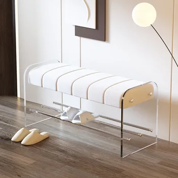 אור יוקרה יצירתי הנעל משתנה צואה ההגירה אקריליק שקוף ספסל השינה מלתחה פשוטה לבית בפתח הדום